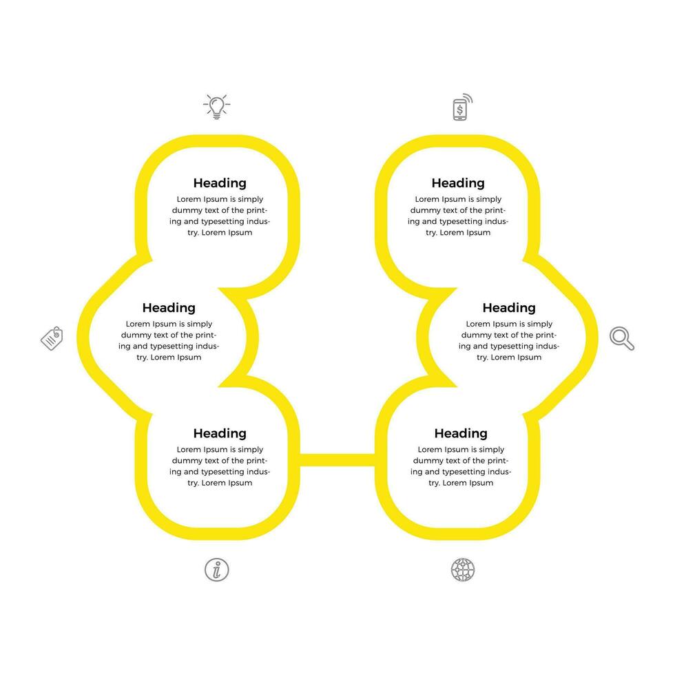 Business data visualization. Presentation business infographic template with 6 options or steps. Can be used for process, presentations, layout, banner, info graph vector