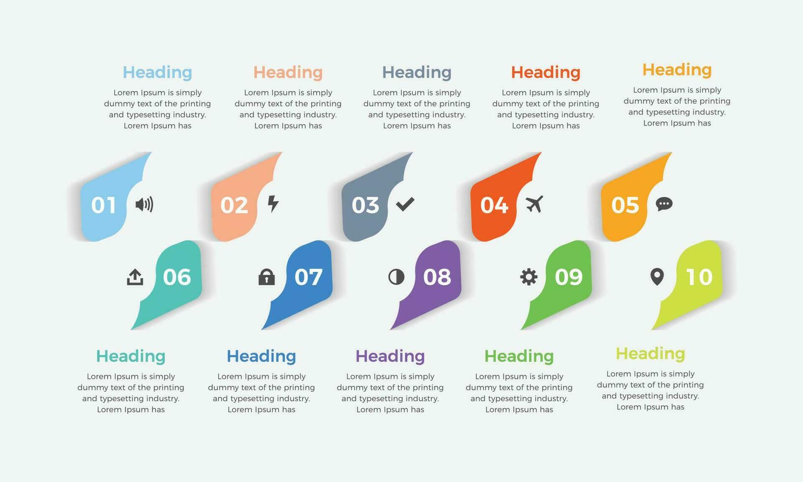 Presentation business infographic template design with 10 options. Business infographic presentation with label number and icon for workflow vector