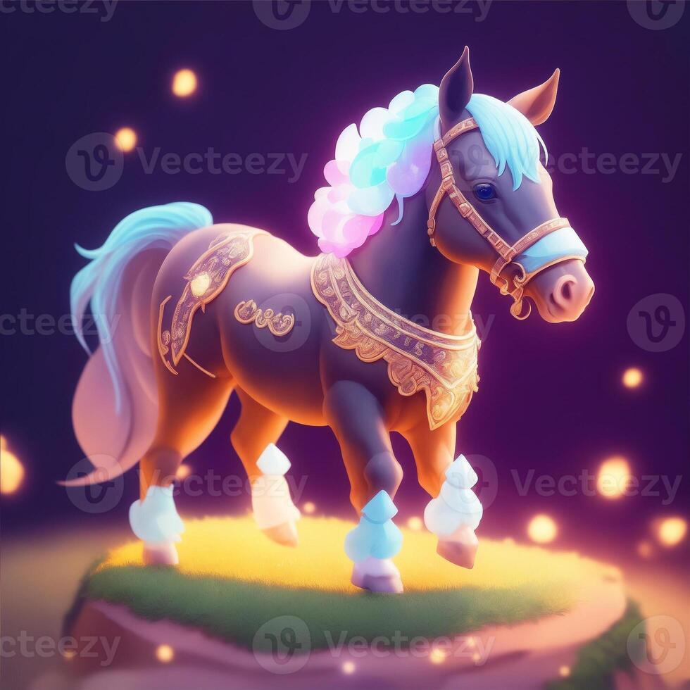 Very detailed cute horse. Generate Ai. photo