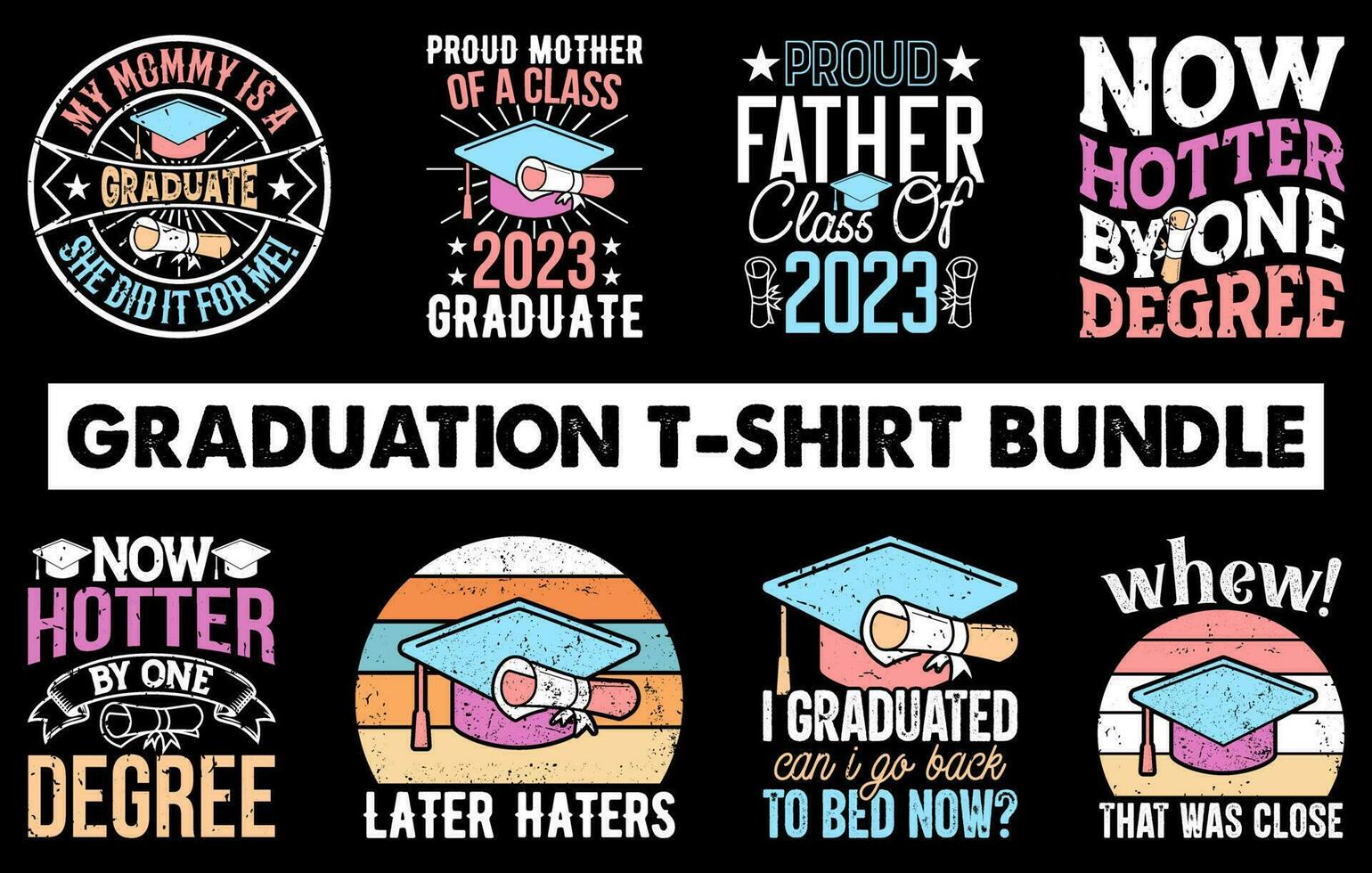 Graduation T-Shirt design bundle vector