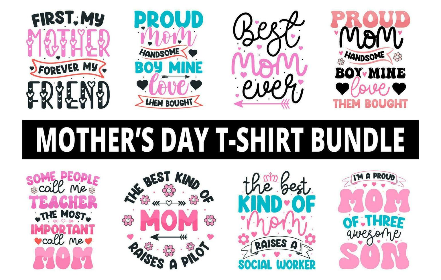 Mothers day t shirt design vector bundle