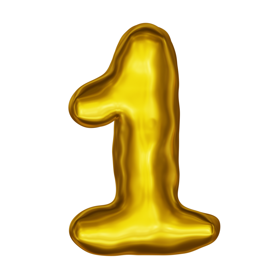 numero 1 d'oro 3d rendere png