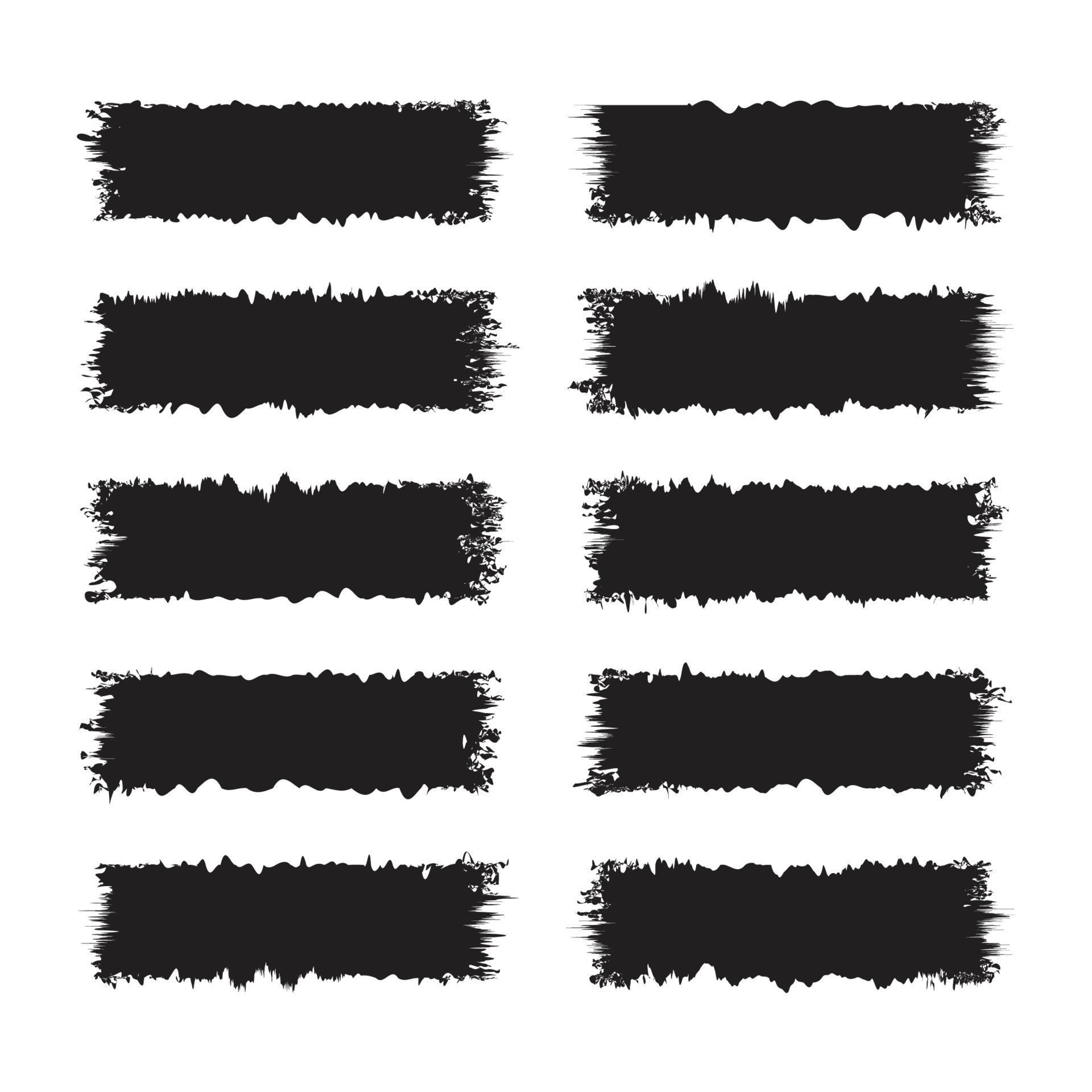 Set of grunge vector brush, illustrator brushes, black paint stroke