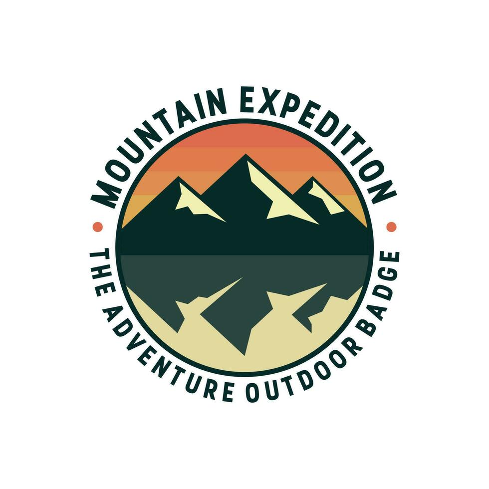 Attractive adventure mountain outdoor badge logo design vector illustration