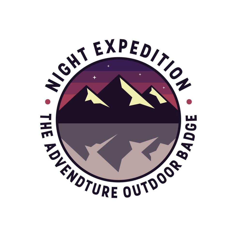 Modern adventure outdoor badge night expedition vector illustration