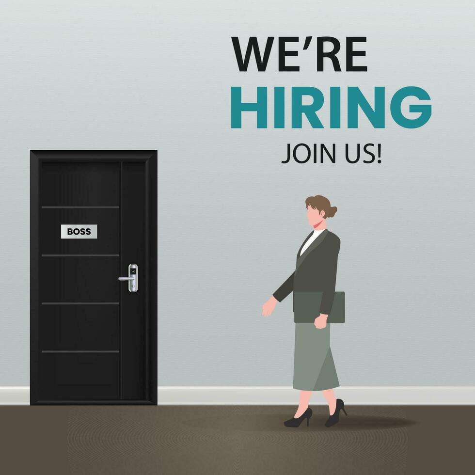 We are hiring, join us. Business hiring and recruitment vector illustration