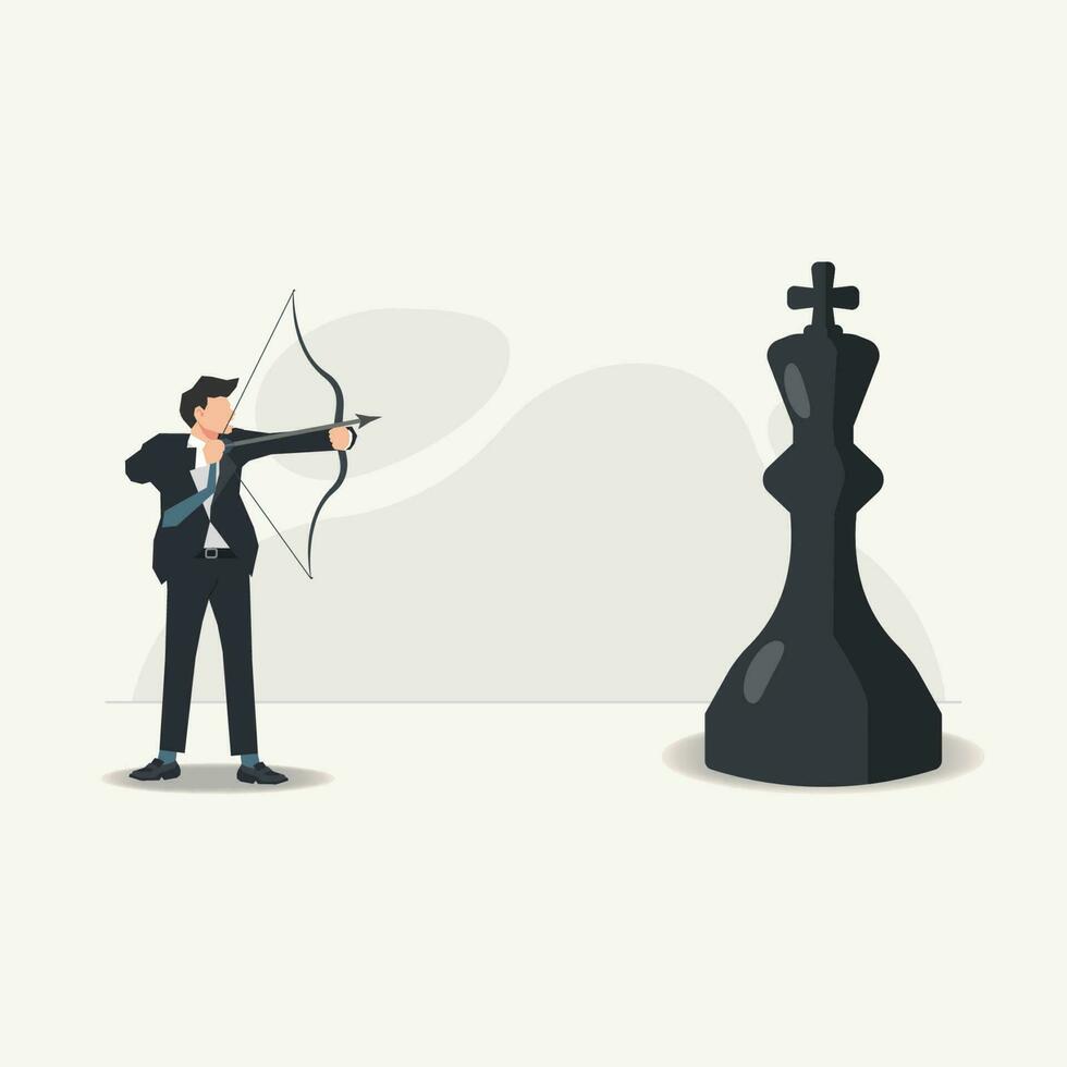 Businessman aiming arrow to the black chess king design vector illustration