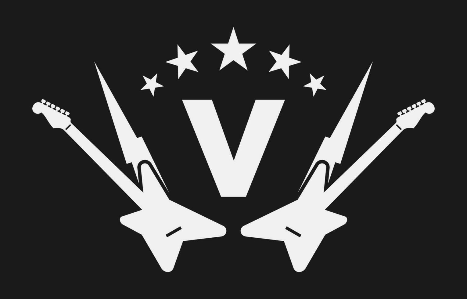 letter V electric guitar vector logo design