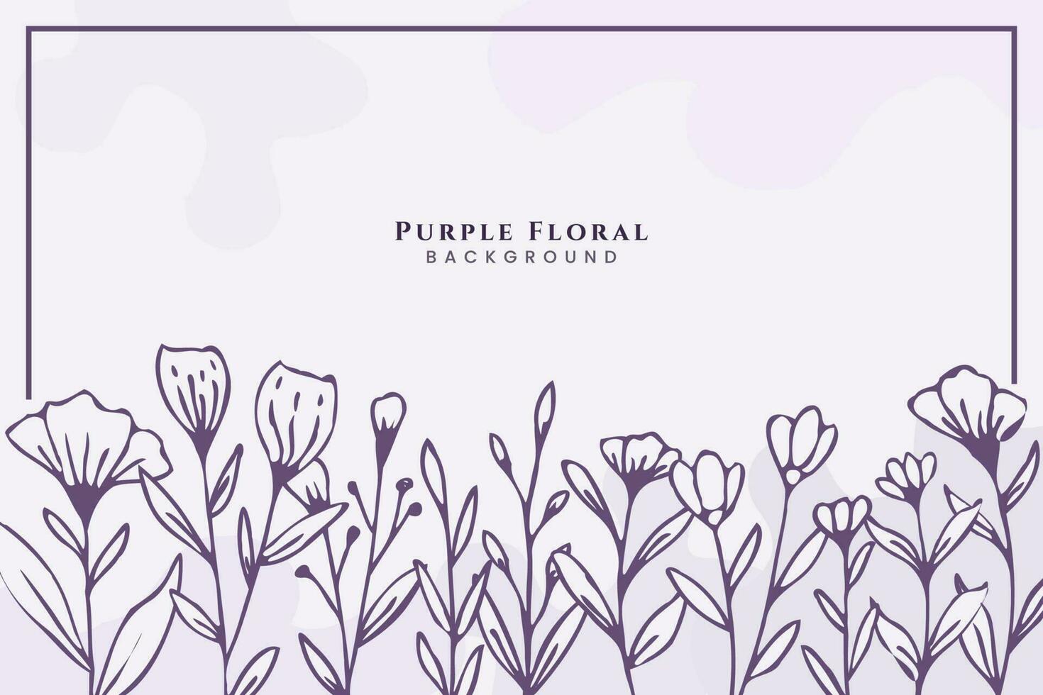 Beautiful Purple floral background with hand drawn leaves and flower border on pastel flat color for wedding invitation or engagement or greeting card vector