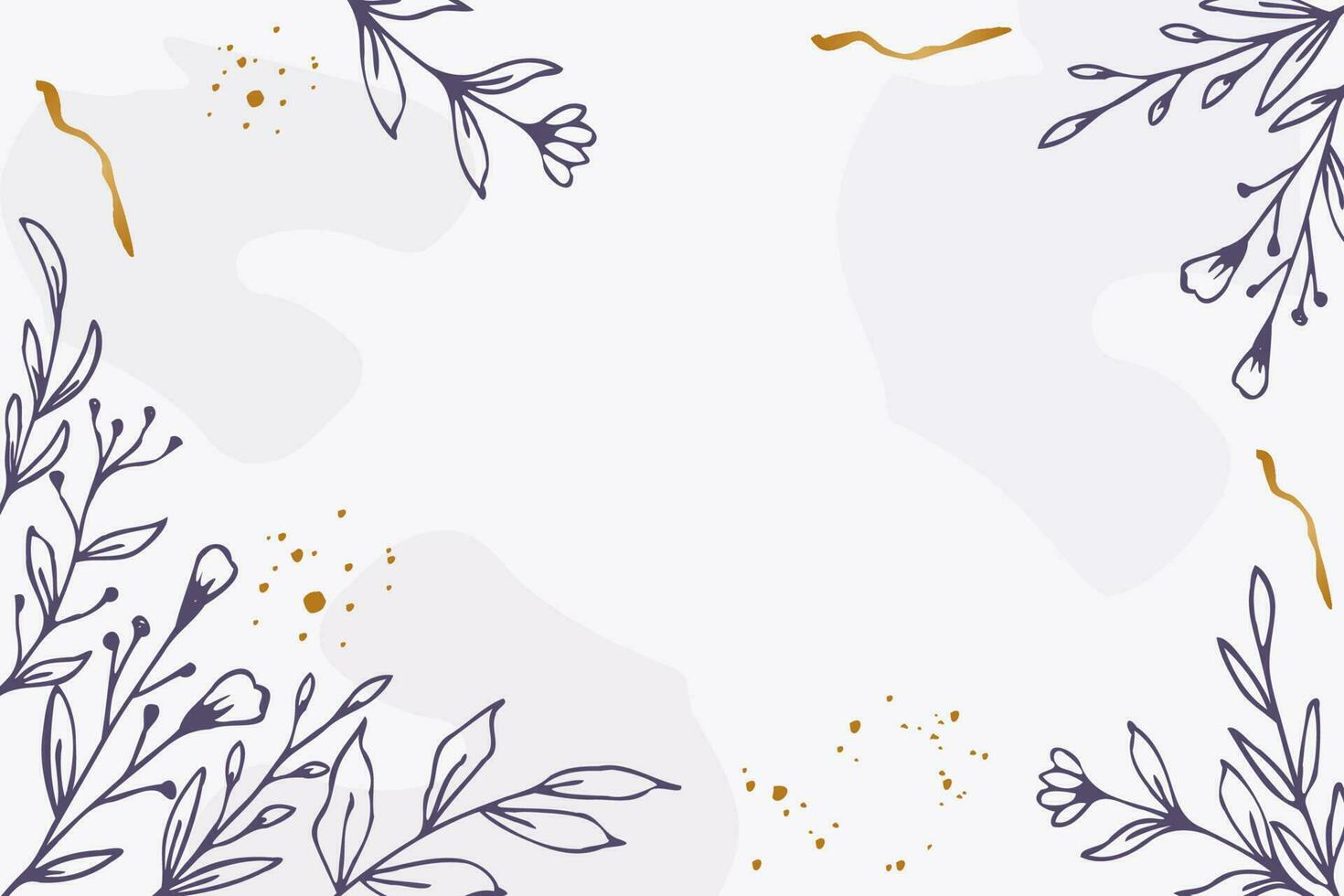 Beautiful Purple floral background with hand drawn leaves and flower border on pastel flat color for wedding invitation or engagement or greeting card vector