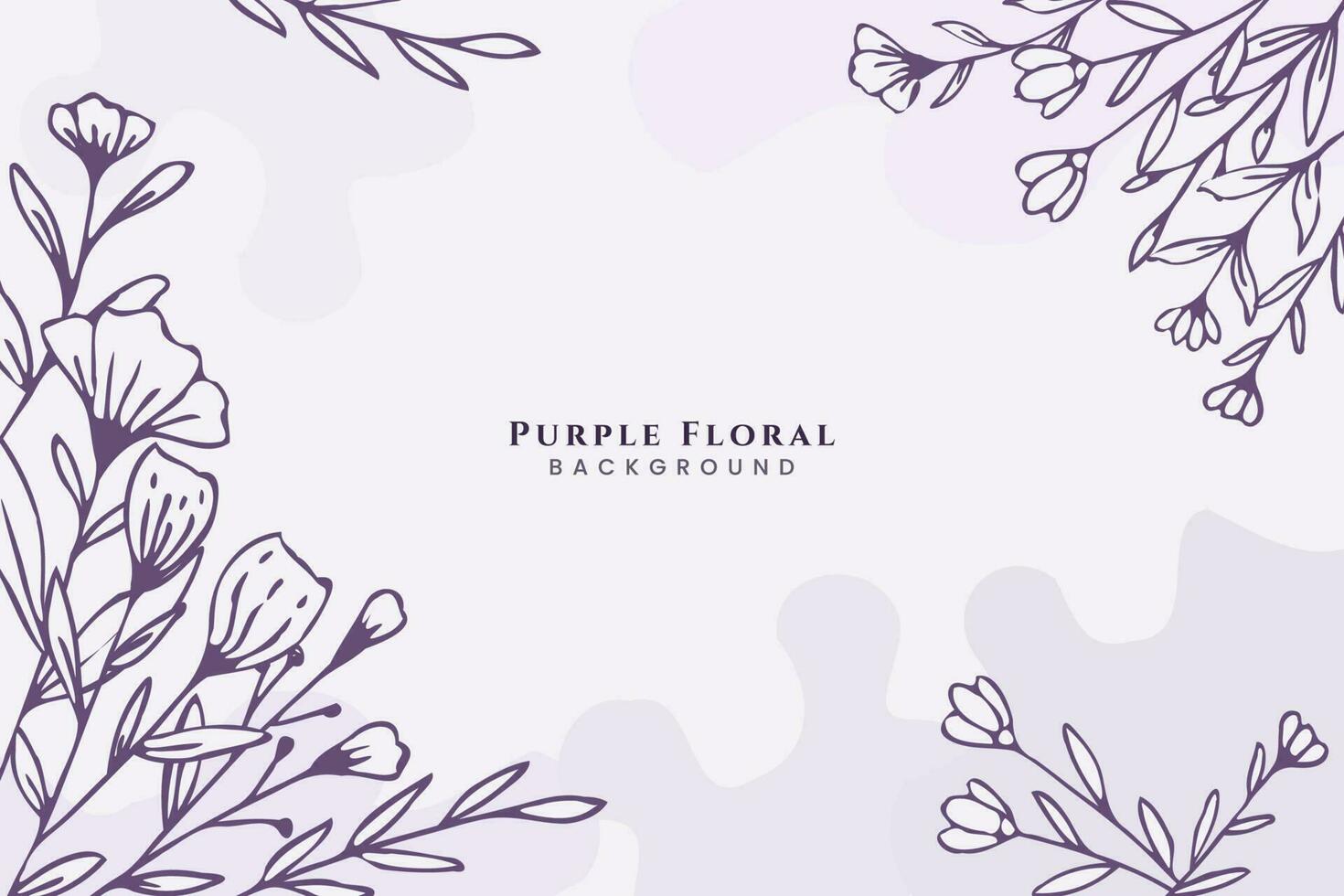 Beautiful Purple floral background with hand drawn leaves and flower border on pastel flat color for wedding invitation or engagement or greeting card vector