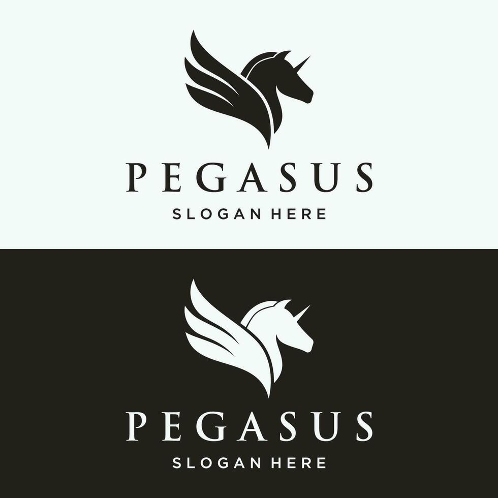 Simple winged horse or pegasus Logo template design with creative idea. vector