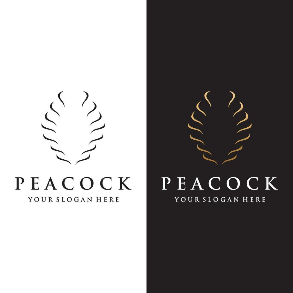 Creative peacock and peacock feather logo template design-Vector illustration. vector