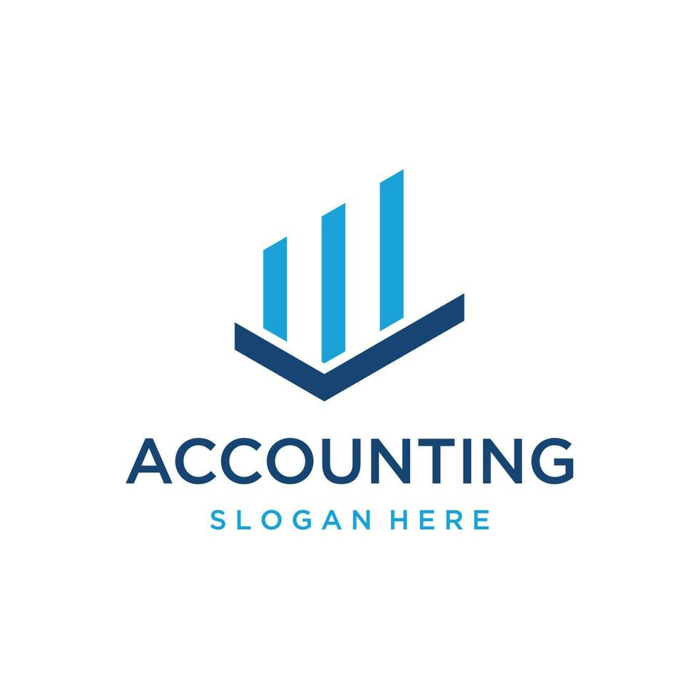 Financial accounting logo, with check mark for financial accounting stock chart analysis. In modern template vector illustration concept style.