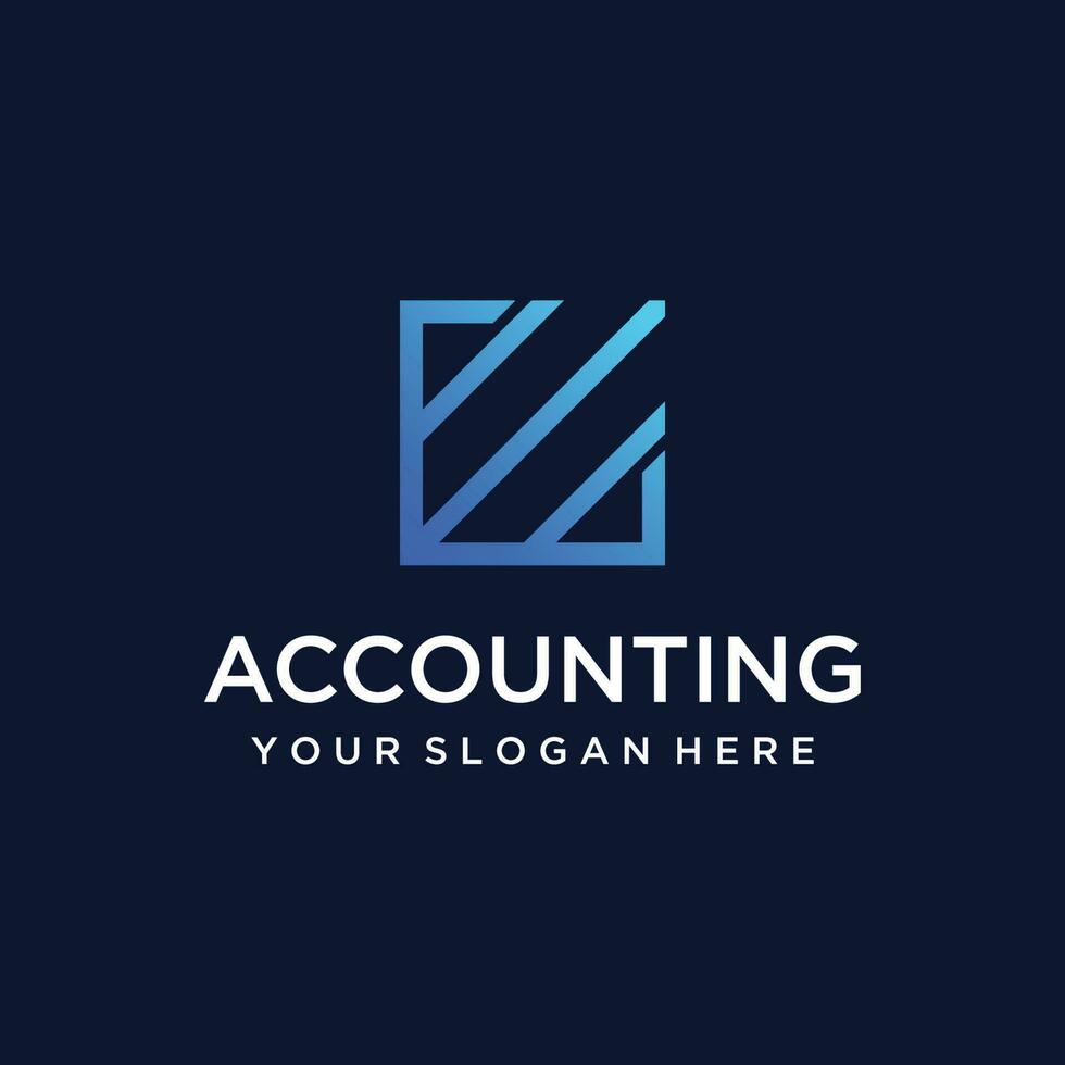 Financial accounting logo, with check mark for financial accounting stock chart analysis. In modern template vector illustration concept style.