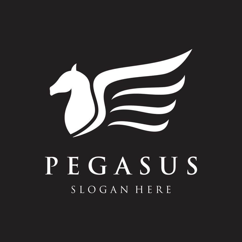 Simple winged horse or pegasus Logo template design with creative idea. vector