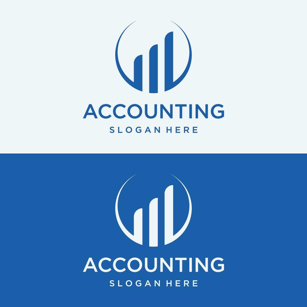 Financial accounting logo, with check mark for financial accounting stock chart analysis. In modern template vector illustration concept style.