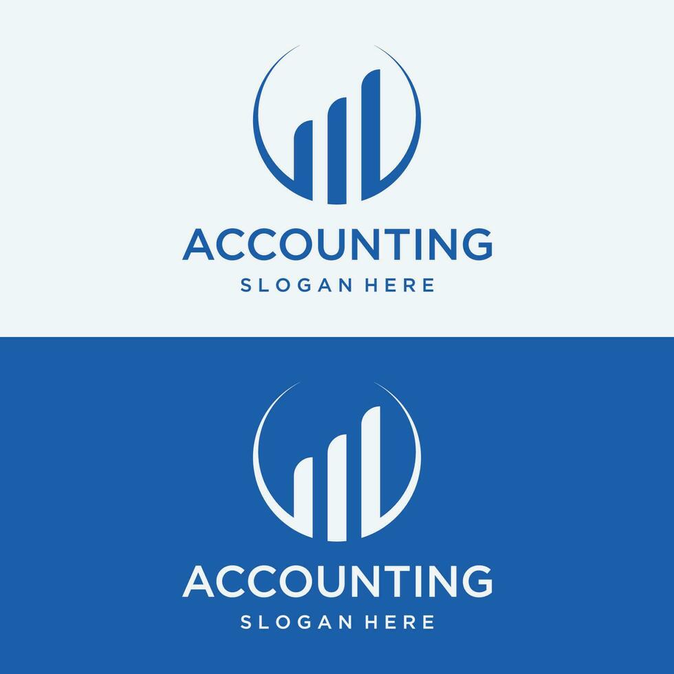 Financial accounting logo, with check mark for financial accounting stock chart analysis. In modern template vector illustration concept style.