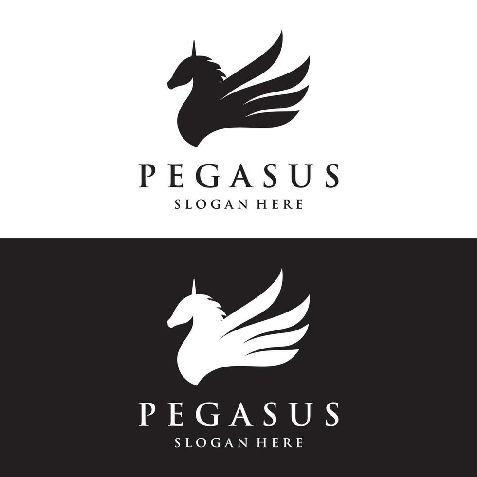 sencillo con alas caballo o Pegaso logo modelo diseño con creativo idea. vector