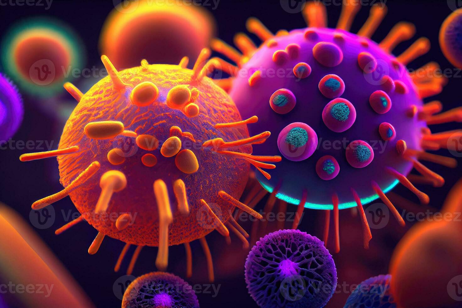 virus cells background, ai generation photo