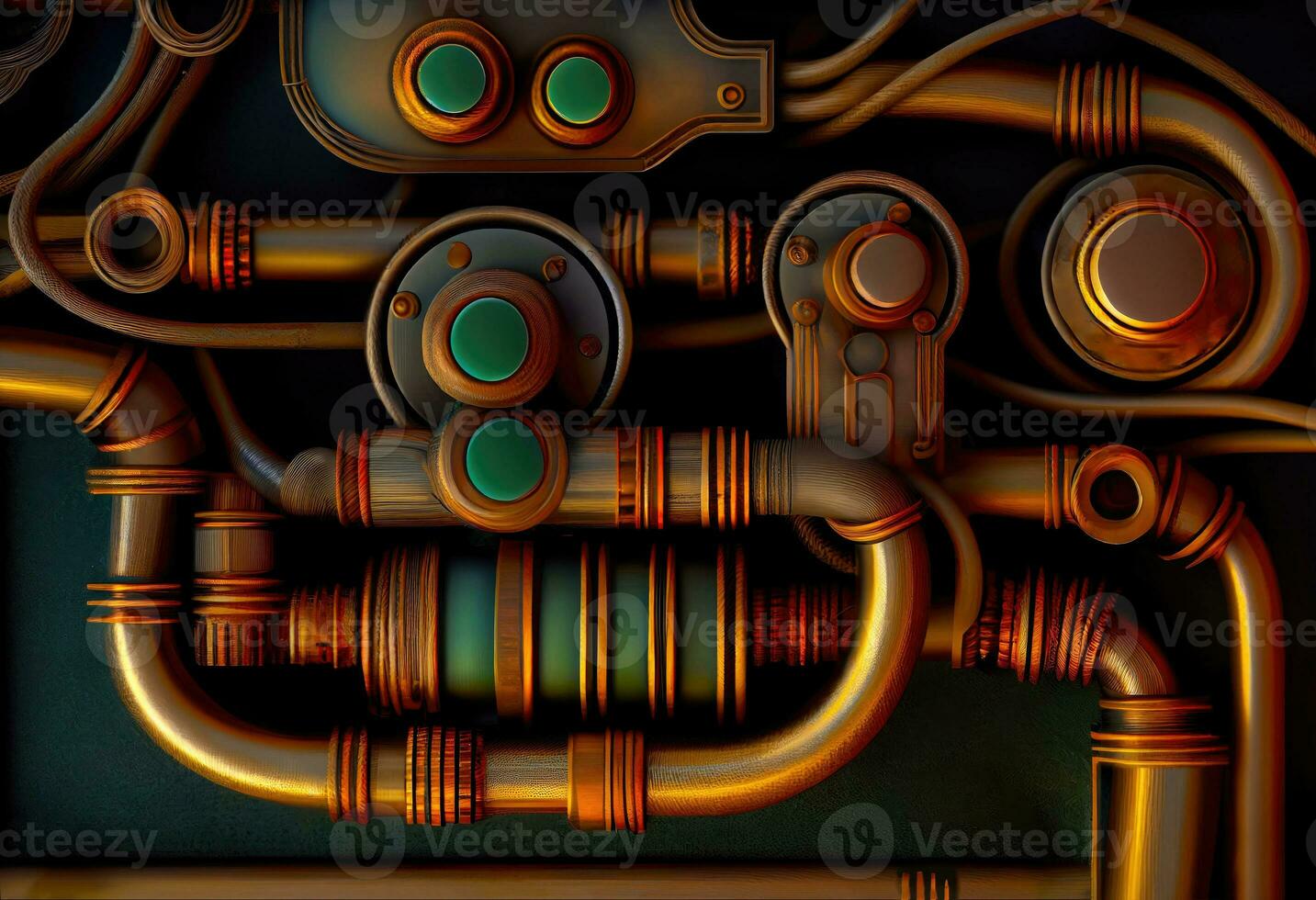 steampunk pipes background, ai generation photo