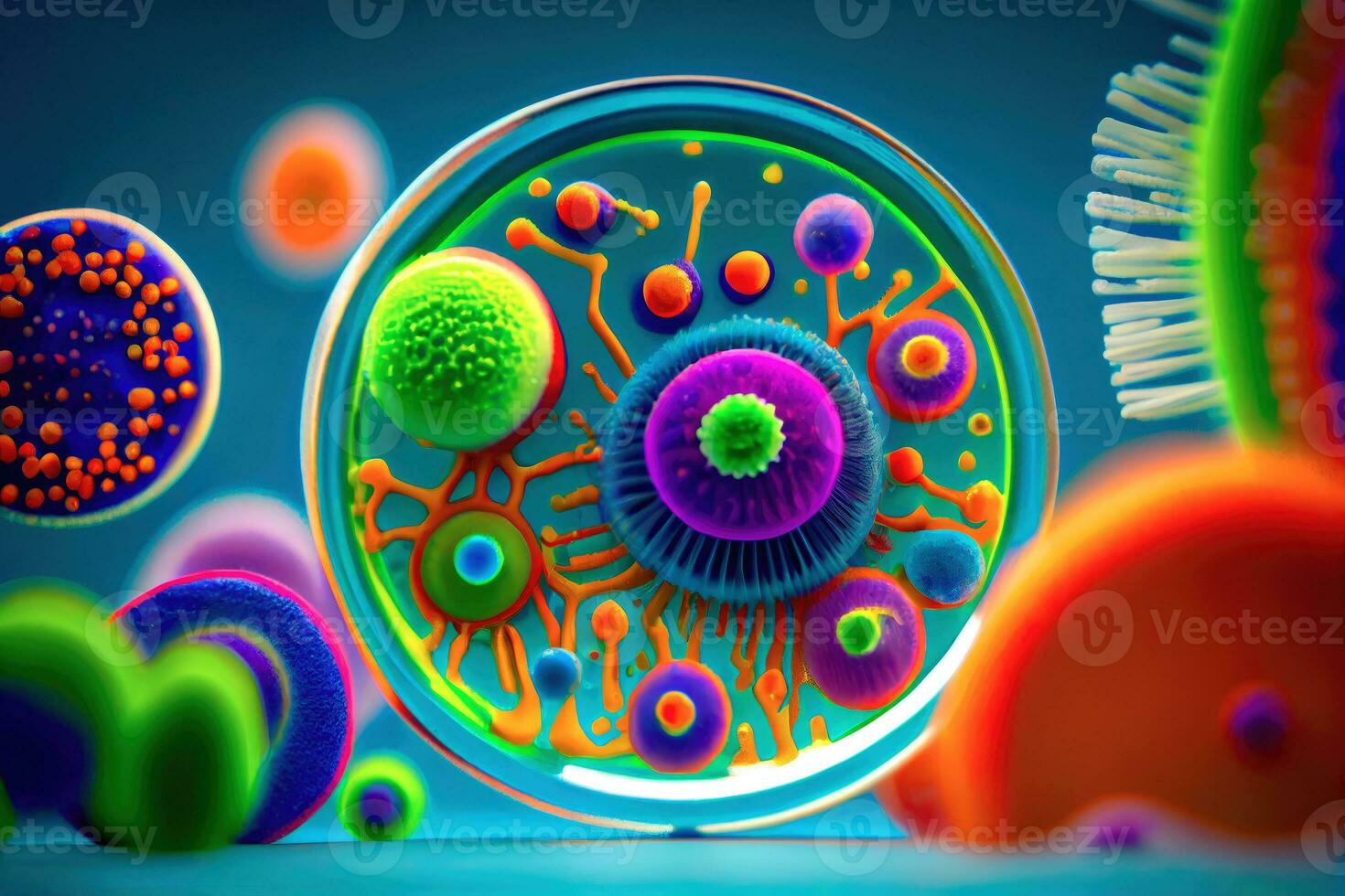 microorganism cells background, ai generation photo