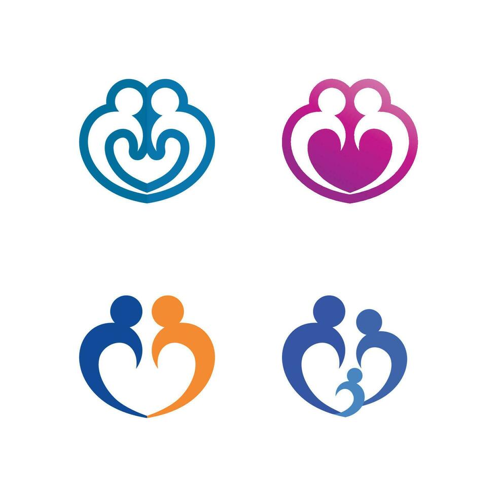 logotipo de personas, equipo, trabajo exitoso de personas, grupo y comunidad, logotipo de empresa y negocio de grupo y cuidado de diseño, icono familiar logotipo de éxito vector