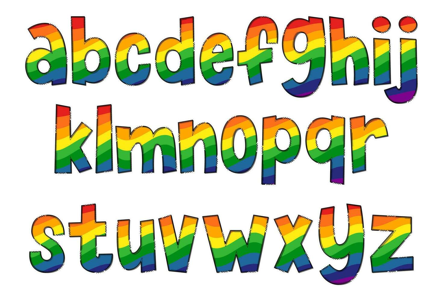 Handcrafted Rainbow Letters. Color Creative Art Typographic Design