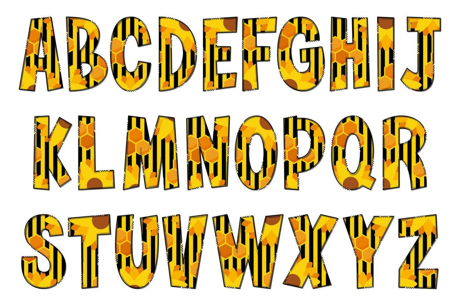 Handcrafted Honeycomb Letters. Color Creative Art Typographic Design vector