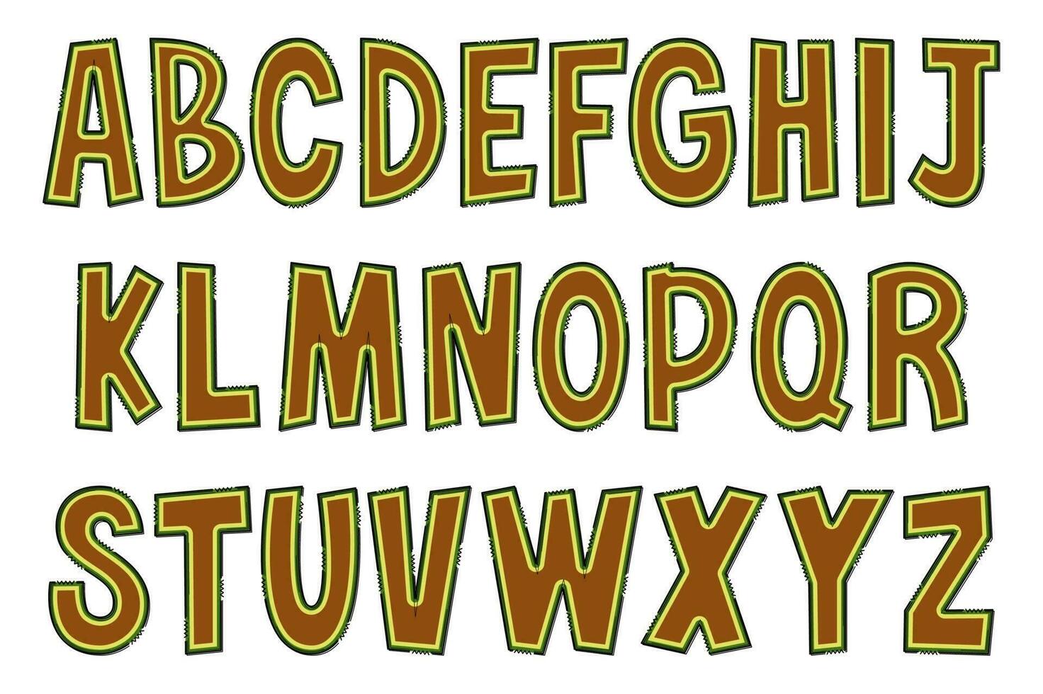 Handcrafted Avocado Letters. Color Creative Art Typographic Design vector