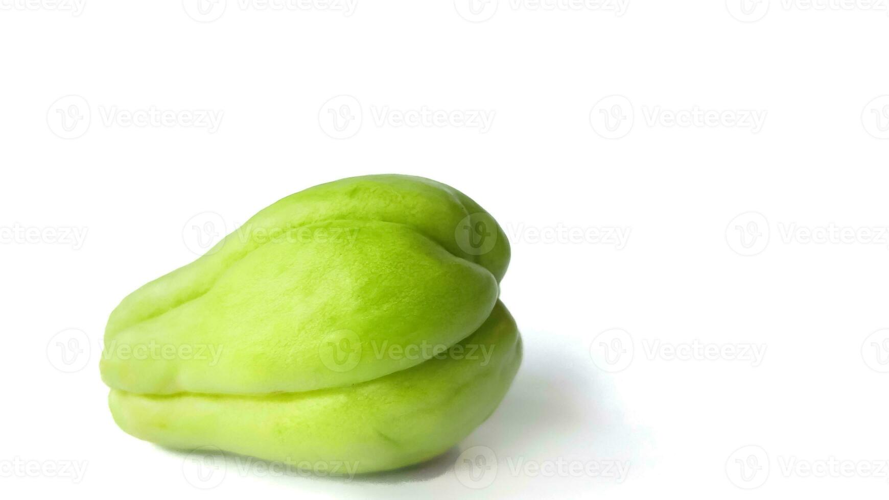Fresh chayote Sechium edulis or labu siam, isolated on white background. photo