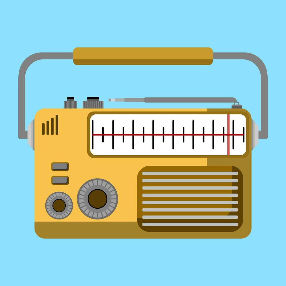 Vintage analog radio in retro style flat vector illustration