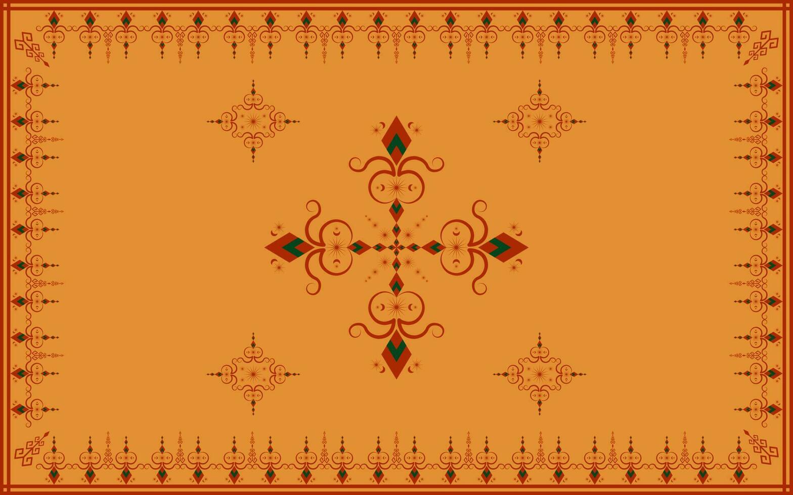 emblema étnico gente geométrico sin costura modelo en rojo y naranja vector