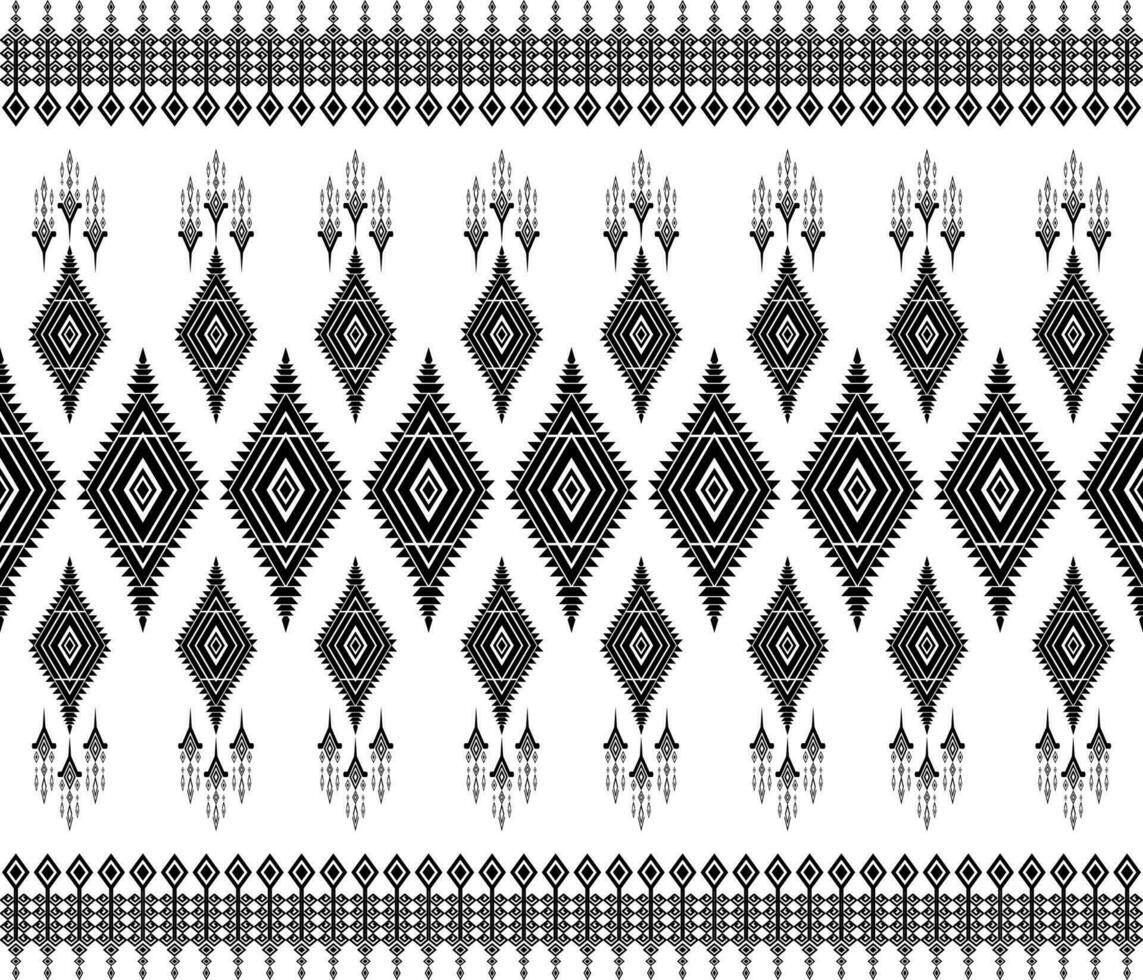 Emblem ethnic folk geometric seamless pattern in black and white vector