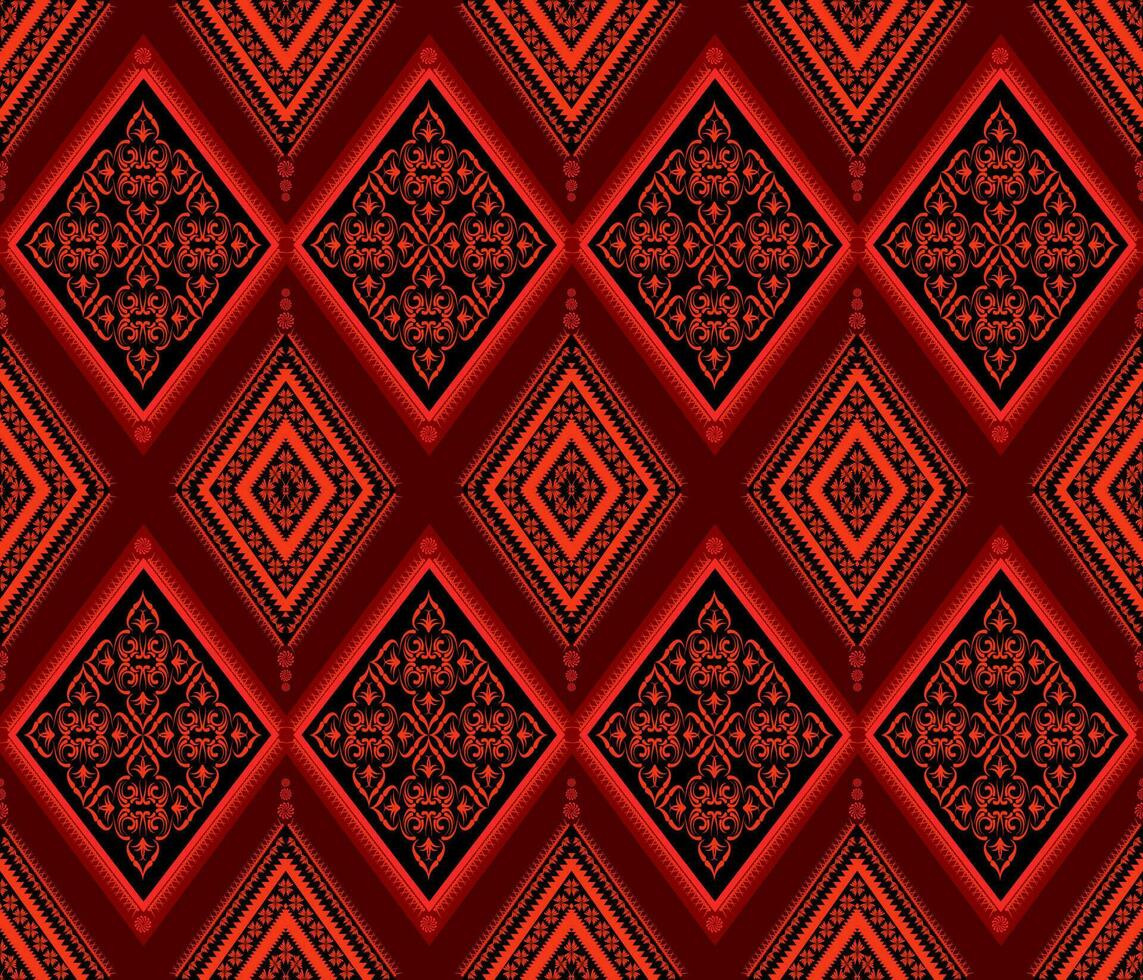 Emblem ethnic folk geometric seamless pattern in red and black vector