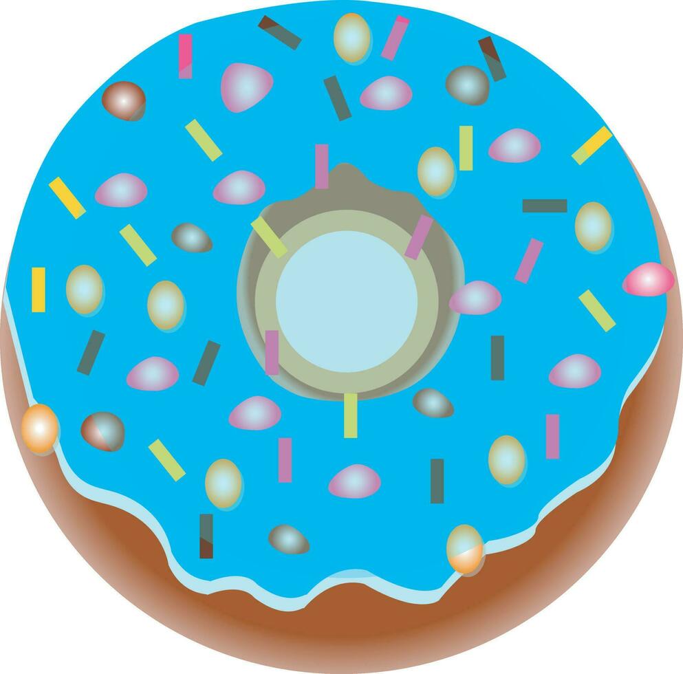 Sugar blue glazed donut vector