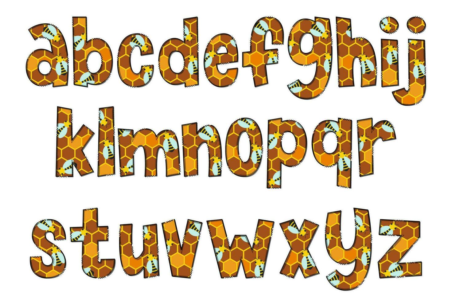 Handcrafted Honeycomb Letters. Color Creative Art Typographic Design vector