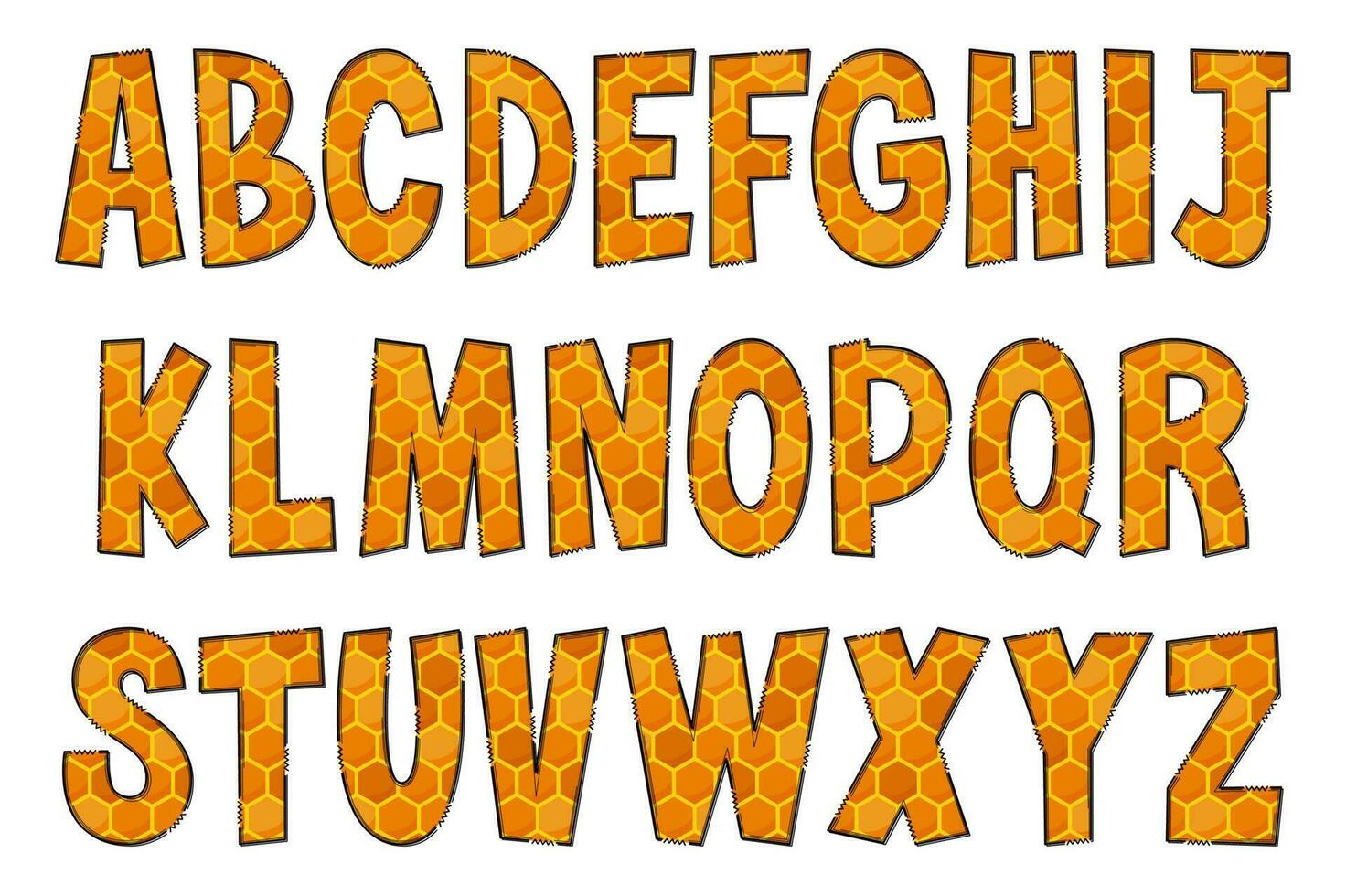 Handcrafted Honeycomb Letters. Color Creative Art Typographic Design vector