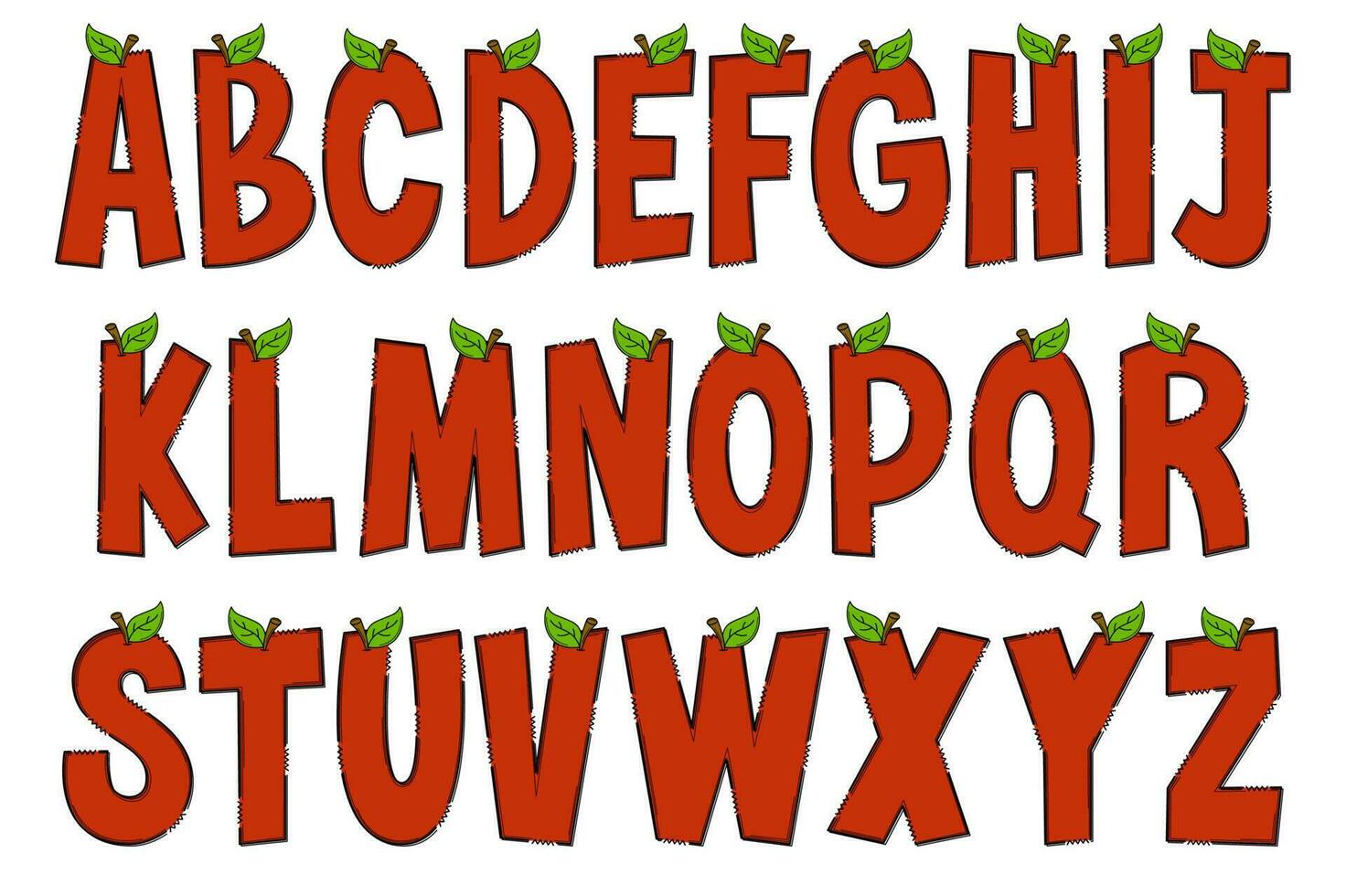 hecho a mano manzana letras. color creativo Arte tipográfico diseño vector