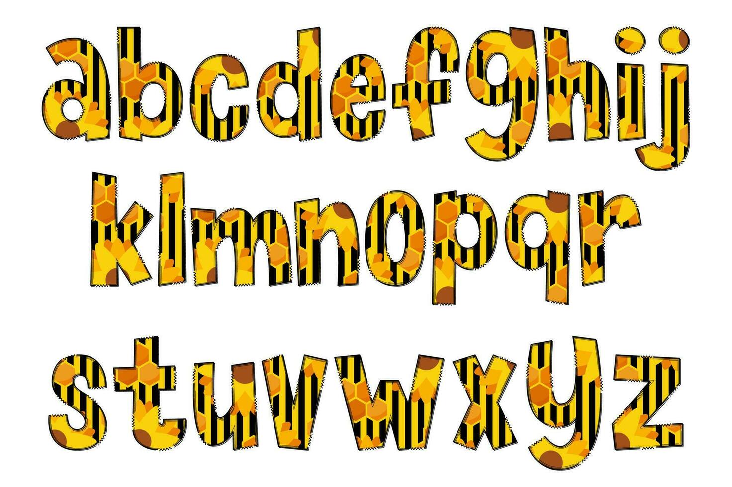 Handcrafted Honeycomb Letters. Color Creative Art Typographic Design vector