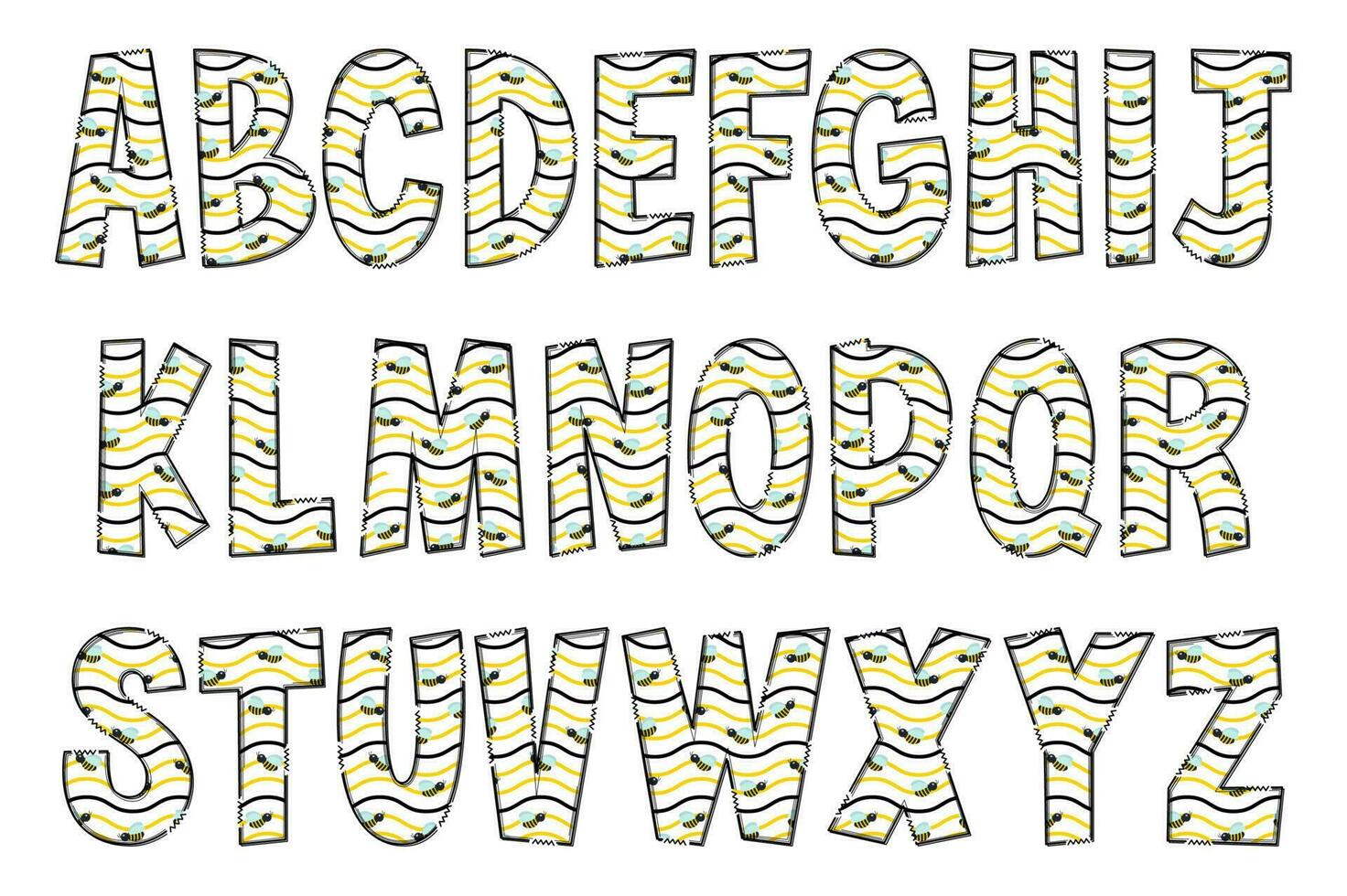 hecho a mano volador abeja letras. color creativo Arte tipográfico diseño vector