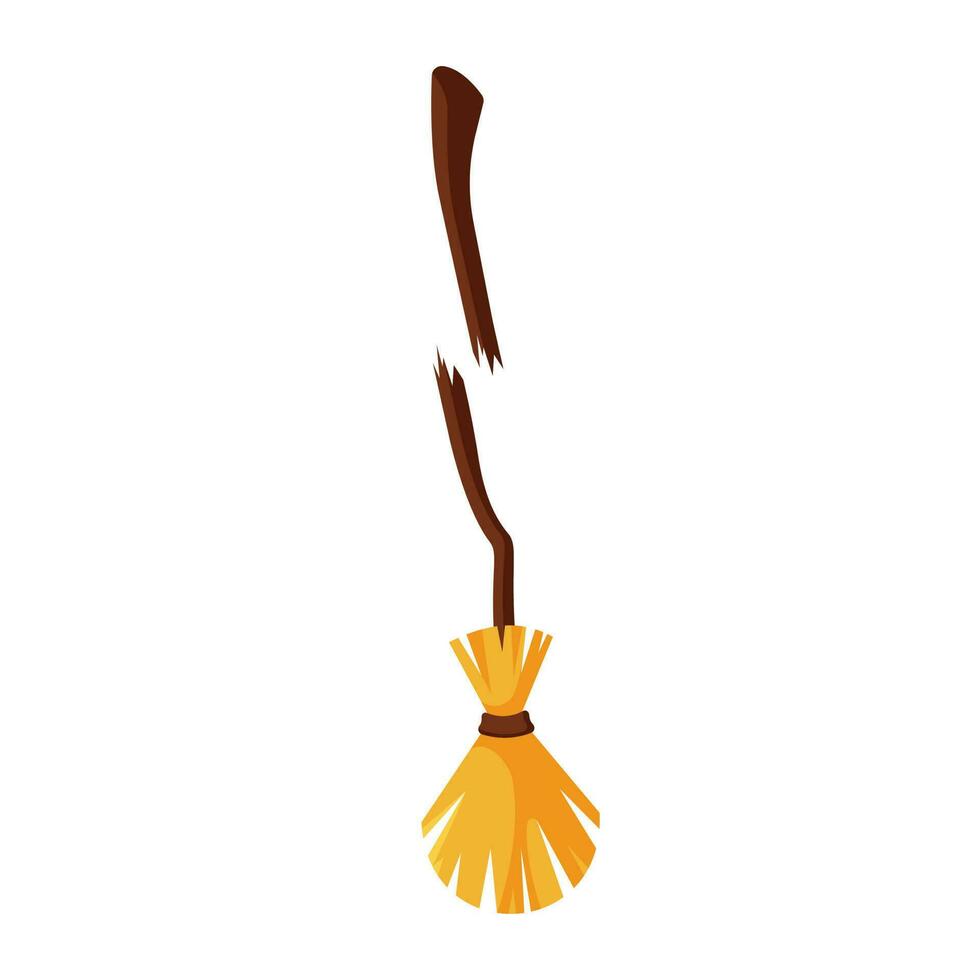 Broken Broom isolated on white background vector