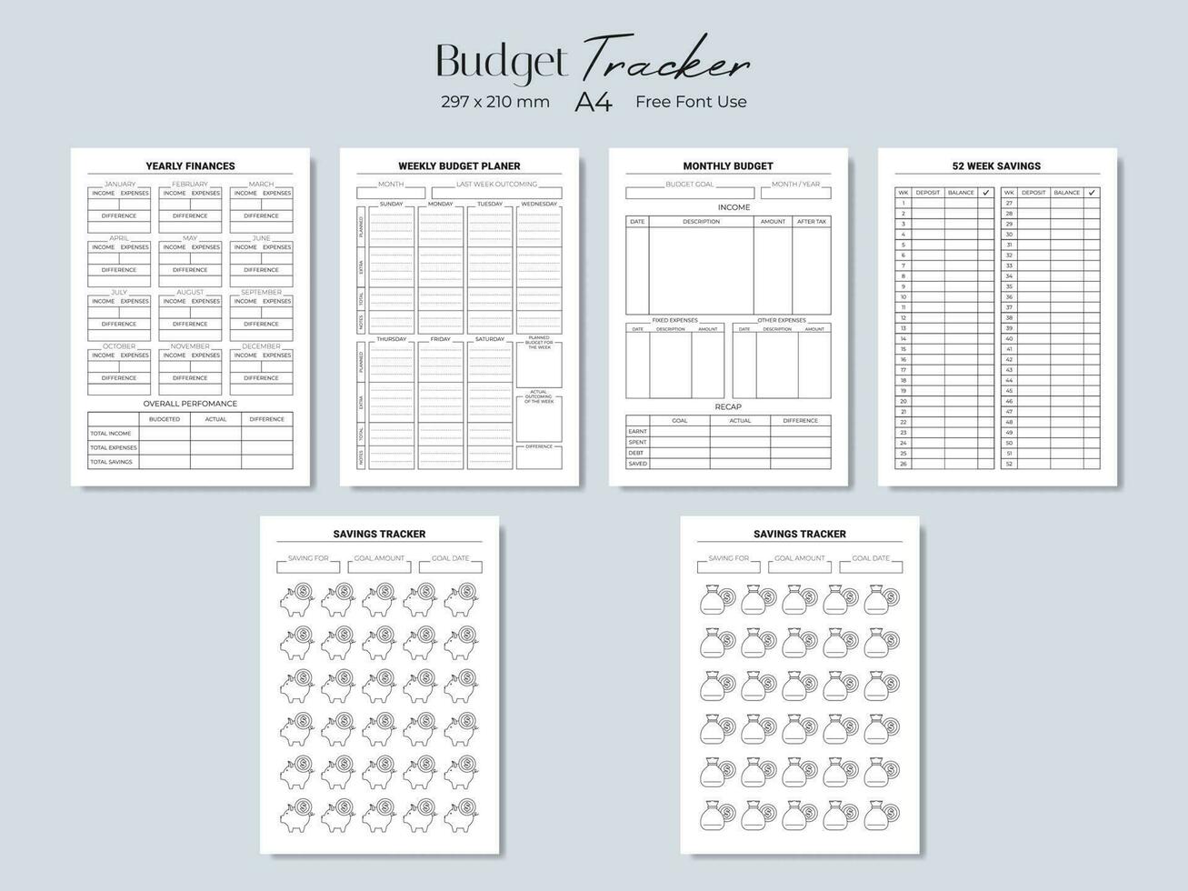 Money Saving Planner,Financial Challenge Tracker,A6 Budget Tracker,Savings  Challenge Bundle,Savings Tracker Journal,Frugal Living Planner 31095281  Vector Art at Vecteezy