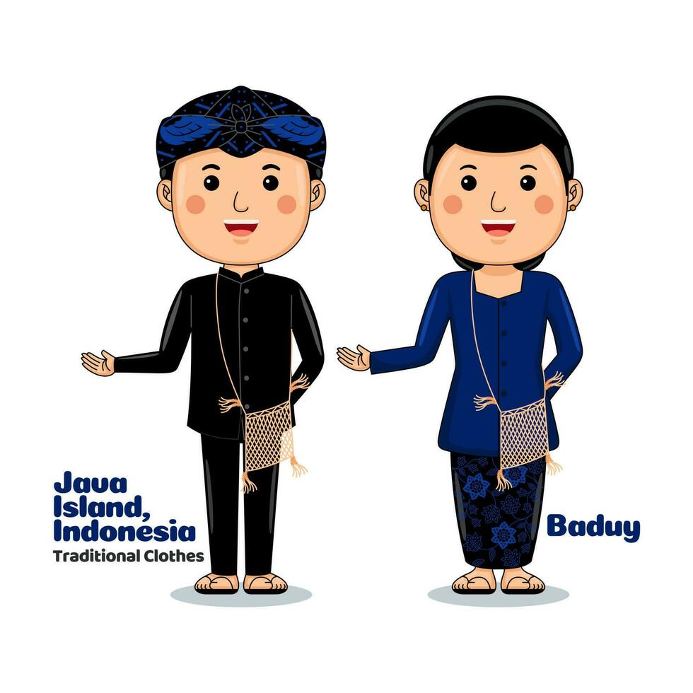 Couple wear Traditional Clothes greetings welcome to Baduy vector