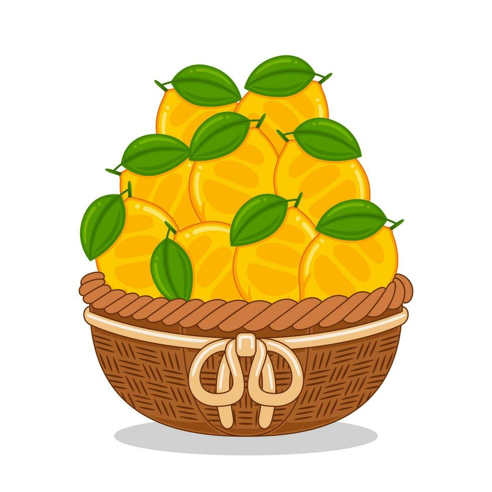 lemon fruit in basket vector illustration