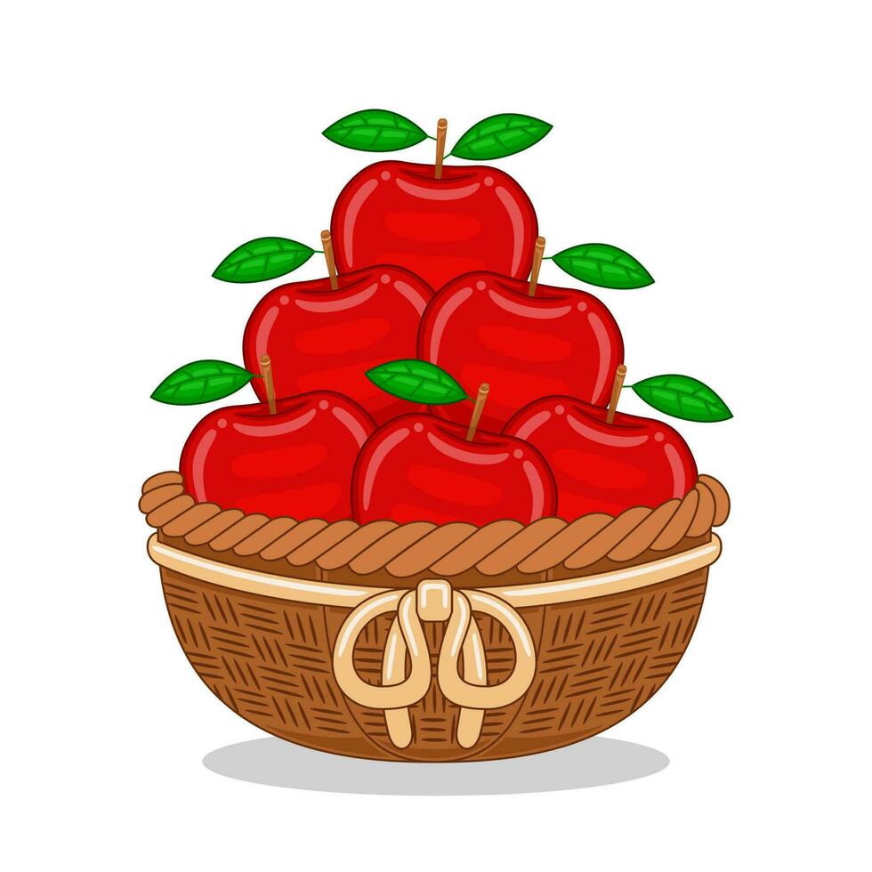 apple fruit in basket vector illustration