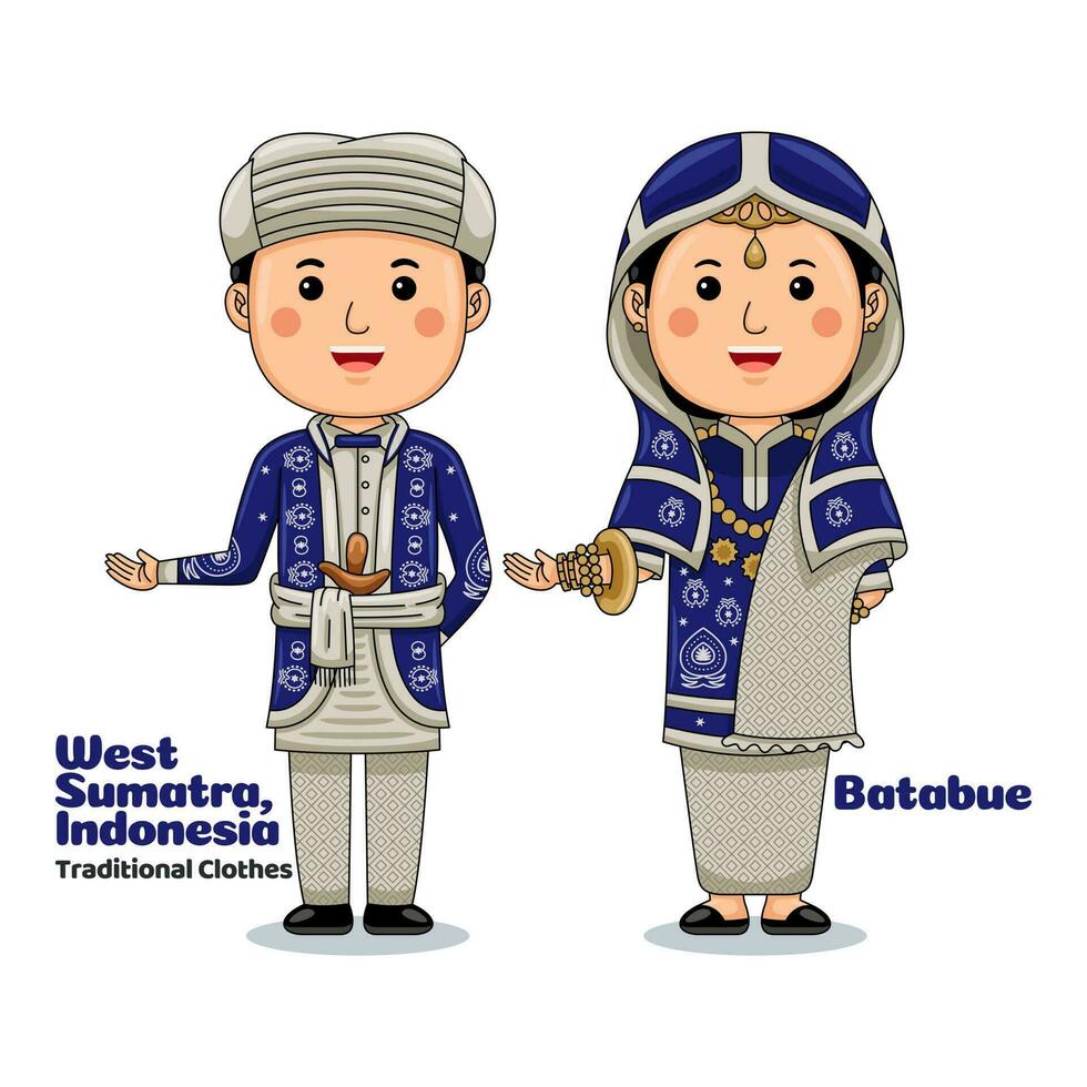 Couple wear Traditional Clothes greetings welcome to West Sumatra vector