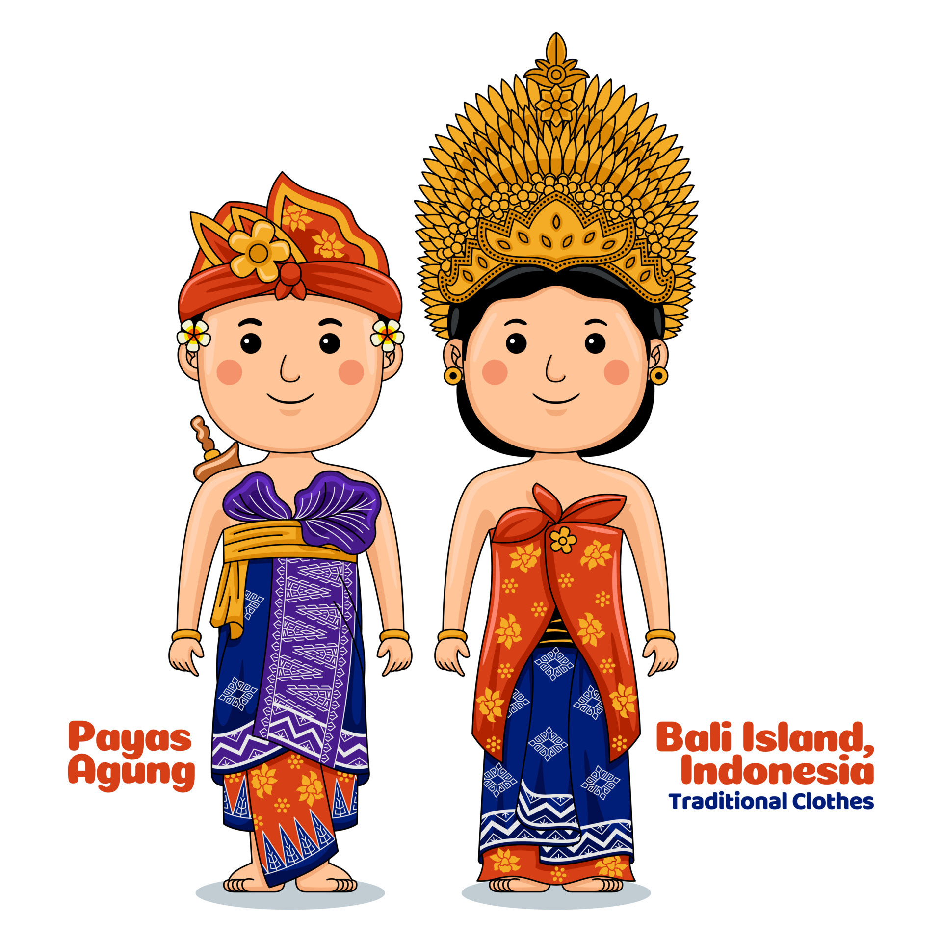 Couple wear Bali Indonesian Traditional Clothes 24350269 Vector Art at