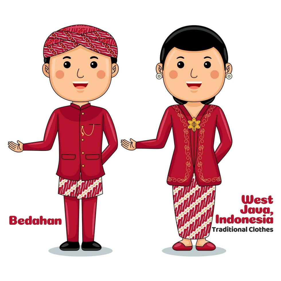 Couple wear Traditional Clothes greetings welcome to West Java vector