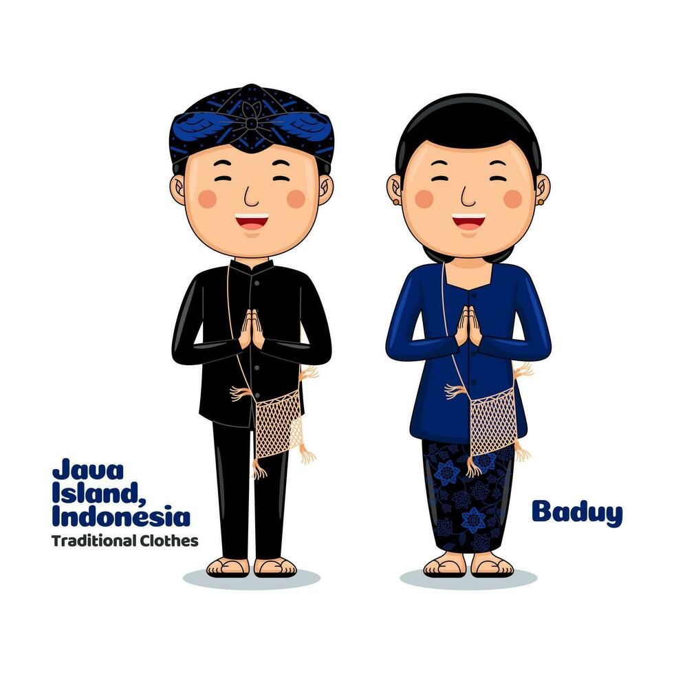 Couple wear Traditional Clothes greetings welcome to Baduy vector